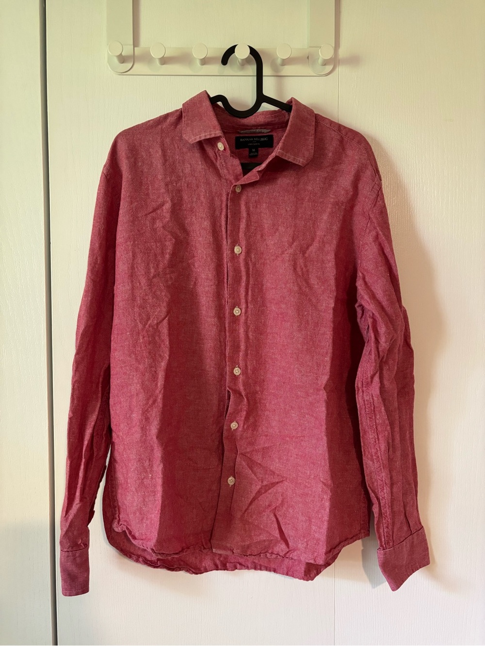 Banana Republic | Men's Long-Sleeve Red Button-Up Shirt